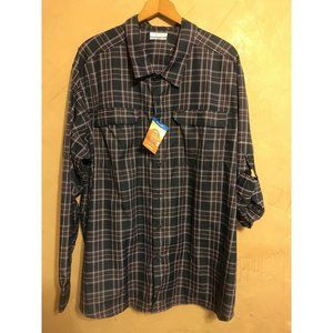Men’s 3XL Columbia Omni Shade Plaid Shirt 50 UPF Rated Vented Roll Up Sleeve